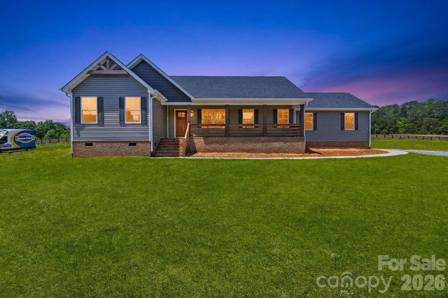 At 697 Alf Hoover Rd, your look for a new home with wonderful finishes will be complete when you walk into this new build. You may have driven by this home build, now it's time to come tour inside; built on a large country lot by a highly revered local home-builder, Key Builders. 

Features: 
-3 bedrooms, 2 baths, plus an office
-1562ft2 +/-
-Crawlspace foundation
-Large .85 acre +/- parcel in the country, close enough to town
-Gorgeous granite countertops in kitchen and bathrooms
-Shower with shower door in primary bathroom as well as a nice size tub
-A large 24'x24' side-load garage, sheet-rocked & premiered
-Architectural shingles
-Masonry front covered porch with beautiful stained posts, rails, timber-frame accent on front gable, & gel-stained front door.
-Vaulted ceiling in kitchen/living/dining
-Cabinet hood in kitchen
-Refrigerator panels and deep cabinet above
-All wood soft-close cabinets
-Rear patio door with built-in blinds
-Boasting durable Revwood flooring by Mohawk in kitchen everywhere except carpet in bedrooms & their closets.
-HVAC vents and returns in ceiling for your maximum convenience of furniture placement
-Craftsman trim
-Barn door
-Farm sink
-Pantry
-Microwave in island
-Black trim hardware
-Electric motor garage with clickers
-Septic system located in the front yard