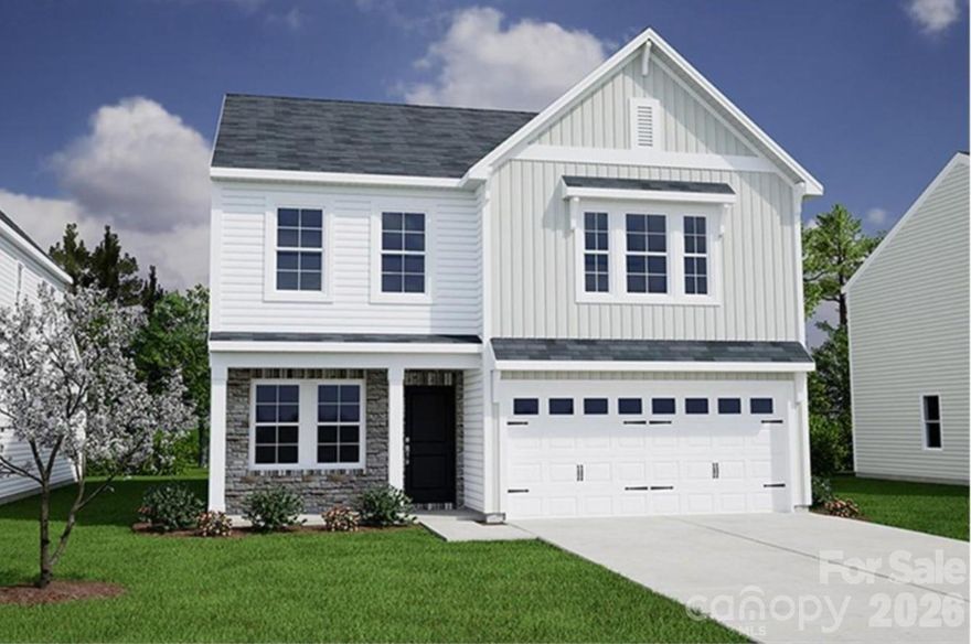 This Meriwether floor plan offers 4 bedrooms and 3 full baths, which includes a guest suite conveniently located on the main level. The second floor features a spacious primary suite with double sinks, a large tiled shower, and an oversized walk-in closet. Two additional bedrooms and a versatile loft provide flexible living space. The open-concept main level includes a large great room that flows into the eat-in kitchen, complete with luxury vinyl flooring throughout.