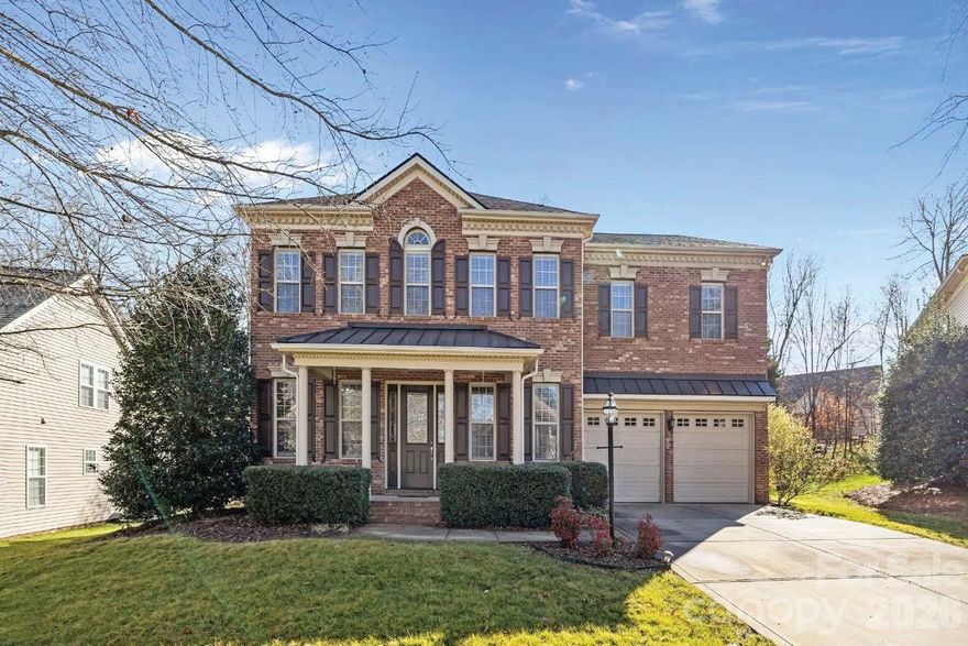 Welcome to this beautifully updated 4-bedroom, 3-bath home in Waxhaw, perfectly positioned on a quiet cul-de-sac lot with timeless brick curb appeal. A newly installed roof and professionally enhanced landscaping create an inviting outdoor setting designed for both relaxation and entertaining. Inside, you’ll find impressive 10-foot ceilings and 8-foot doors, delivering an open, airy feel throughout. Engineered hardwood floors extend across both the main and upper levels, adding warmth and continuity to the home’s thoughtfully designed layout.
A spacious flex room with French doors offers ideal space for a home office, playroom, formal sitting room, or creative studio — perfect for today’s remote work and lifestyle needs. The formal dining room flows seamlessly into an open-concept living area, where the great room connects effortlessly to the kitchen and breakfast area — ideal for entertaining and everyday living. The main level also features a functional drop zone, private laundry room, and access to a screened-in porch and brick paver patio overlooking a lush, fenced backyard. A charming storage shed provides additional space for lawn equipment or hobbies. Smart home upgrades include a smart thermostat and irrigation system, giving you easy control and energy efficiency. Upstairs, the spacious primary suite offers a private retreat with an en suite bath and large walk-in closet. Two secondary bedrooms share a convenient Jack-and-Jill bathroom, while the fourth bedroom has access to a separate full hall bath. Every bedroom includes a walk-in closet — a rare and highly desirable feature. A generous bonus room provides flexible space for a media room, home gym, or playroom. Located in desirable Prescot in Waxhaw, close to shopping, dining, and top-rated schools, this home combines modern convenience with classic charm.