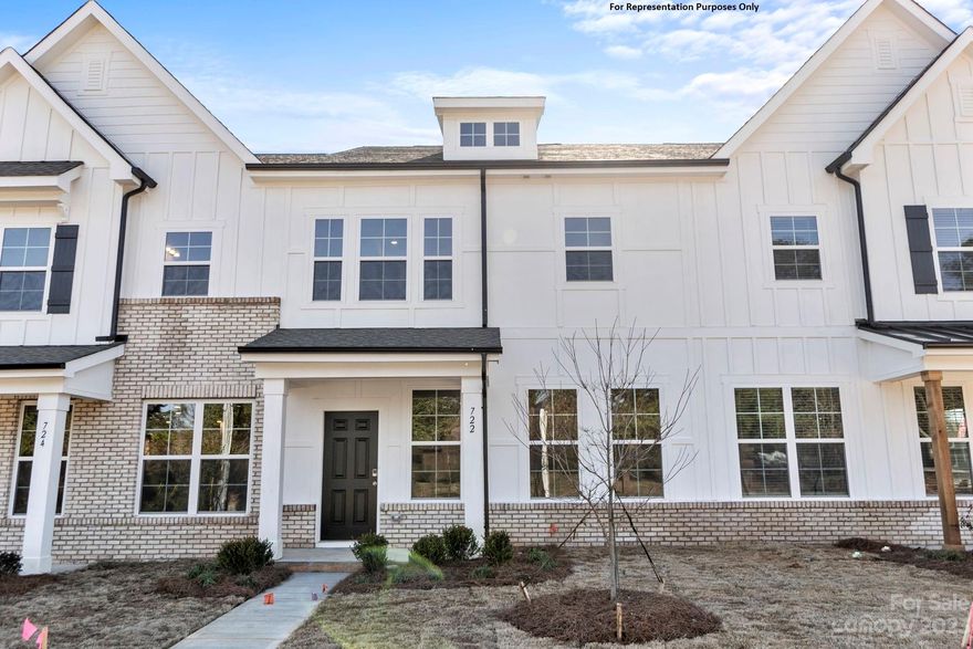 AVAILABLE NOW! Fabulous location!! Close to shopping, dining & quick I-77 access to Charlotte.  This 1762 SF luxury townhouse boasts 9 foot ceilings, 3 bedrooms, 2.5 baths, open concept kitchen overlooking the dining & great room.  Primary suite featuring an oversized tile shower with bench, double sinks, 2 walk-in closets, trey ceiling & seating area. Both guest bedrooms have walk in closets. Kitchen features Stainless appliances, large pantry, 5 burner gas range with convection/air fryer oven, tile backsplash & granite countertops. Laundry room with room for folding table & more.  Oversized rearload 2 car garage with 2 car driveway. So many upgrades in every home! Lucca interior design package. Gorgeous HOA maintained lawn for carefree lifestyle & community park for outdoor fun. 
End without notice: Up to $10k toward closing costs with preferred lender.
