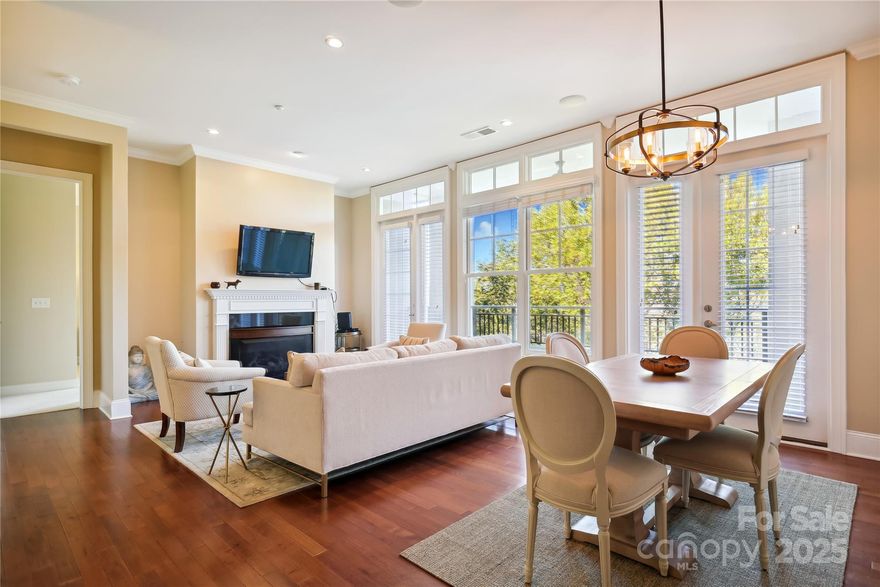 Luxury 2 BD/2BA on the top floor of secured mid-rise building in much desired SouthPark! Open floor plan w/ natural light throughout. Beautiful kitchen w/ granite, SS appliances, under cabinet lighting and breakfast bar. Spacious primary suite, large walk-in closet, Ensuite with dual vanities, garden tub & shower. Spacious 2nd BR/BA, full size laundry room w/ washer & dryer that conveys. Enjoy relaxing on the covered balcony facing uptown, overlooking SouthPark! High 10’ ceilings, recently painted & crown molding throughout, NEW hot water heater, hardwood FLRs in living areas & carpet in BR/s, keyless entry. Storage unit & assigned parking spot in gated/secure garage, plenty of guest parking in front. Bldg. amenities include wine room, propane grill & patio seating in common area. Easy access to uptown, walking distance to SouthPark Mall, dining, Park Road Park & Greenway.  HOA proposed assessment for building repairs.