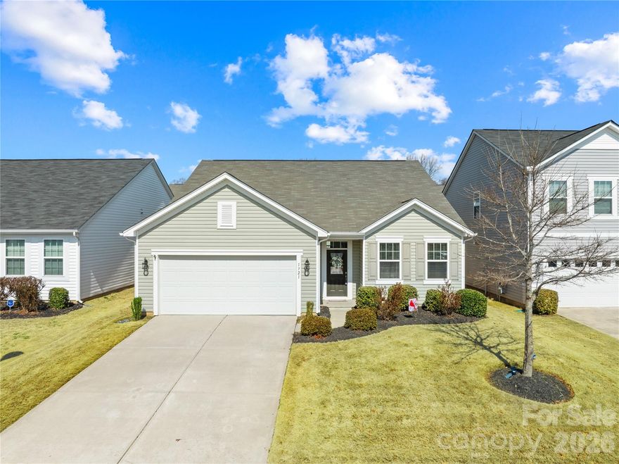 This 3-bedroom, 2-bath home featuring an open and split-bedroom floor plan designed for both comfort and privacy welcomes you in with it's tall ceilings and abundant natural light creating a bright, spacious feel throughout the main living area. The open layout seamlessly connects the living, dining, and kitchen spaces, making the home ideal for everyday living and entertaining. At the front of the home, a flex room offers the perfect space for a home office, study, or additional sitting area. The primary suite is privately situated and features two closets for excellent storage along with an en-suite bath. Two additional bedrooms and a full bath are located on the opposite side of the home. Step outside to enjoy the back patio, perfect for relaxing or hosting guests while enjoying the backyard space. The Community offers a Pool, sidewalks and walking trails, playground and recreation area. Conveniently located near Lake Wylie, this home offers easy access to boating, parks, and outdoor recreation while remaining close to shopping, restaurants, and everyday conveniences in both York and the Lake Wylie area. With a short drive to Charlotte, this location offers the perfect balance of quiet living with city access.