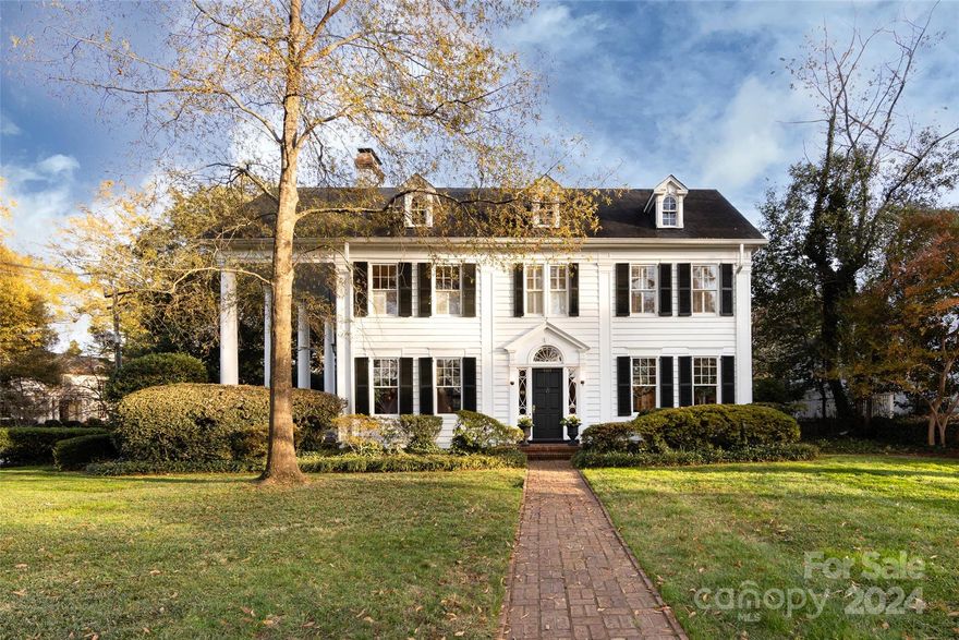 Rare opportunity to own an iconic Myers Park home on Queens Road West, beautifully situated at the corner of Radcliffe. Would be an ideal home for someone looking to own in Myers Park at a competitive price, or to expand upon what local architect Joddy Peer created for himself and his family. The home has 4 bedrooms in the main house and the detached building could be a 5th bedroom or used as an office. Grand formals on the main floor, and a wonderful side veranda for outdoor living. Private backyard.