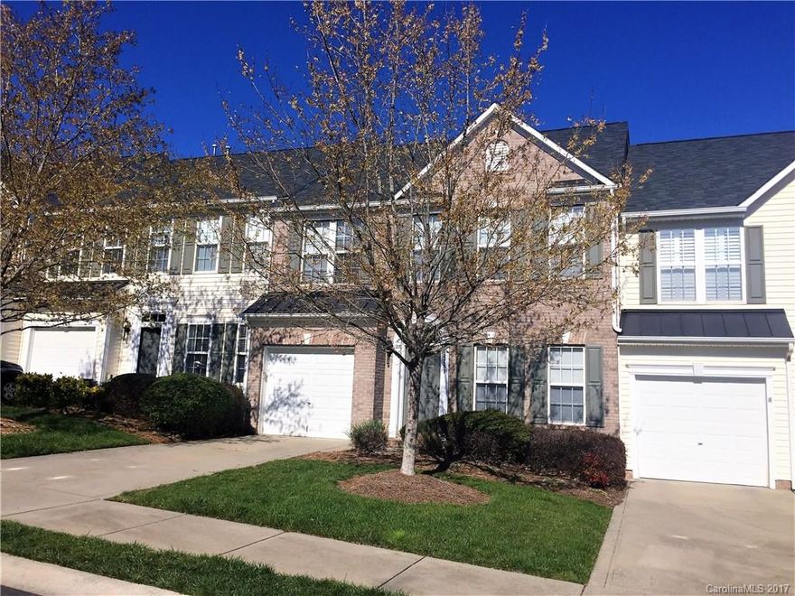 Excellent Townhome just minutes from Ballantyne. This 3 bed 2.5 bath unit features large open floor plan with sunroom, large kitchen with black appliances, naturally lighted great room with big windows, breakfast area, formal dining room. Upstairs has Master suite with 2 walk-in closets, two oversized bedrooms and laundry room. Patio in rear with partial fence on sides and mature trees in back offering great privacy, 1 car garage. Refrigerator,  Washer and Dryer included.