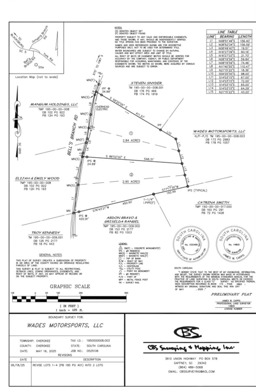 Beautiful 2.84 acre wooded lot on quiet road close to highway 85, Blacksburg and York. - No restrictions - No HOA. Manufactured / Modular homes allowed. Septic allows for a 3 bd/2 bath home. Survey to be completed before closing.