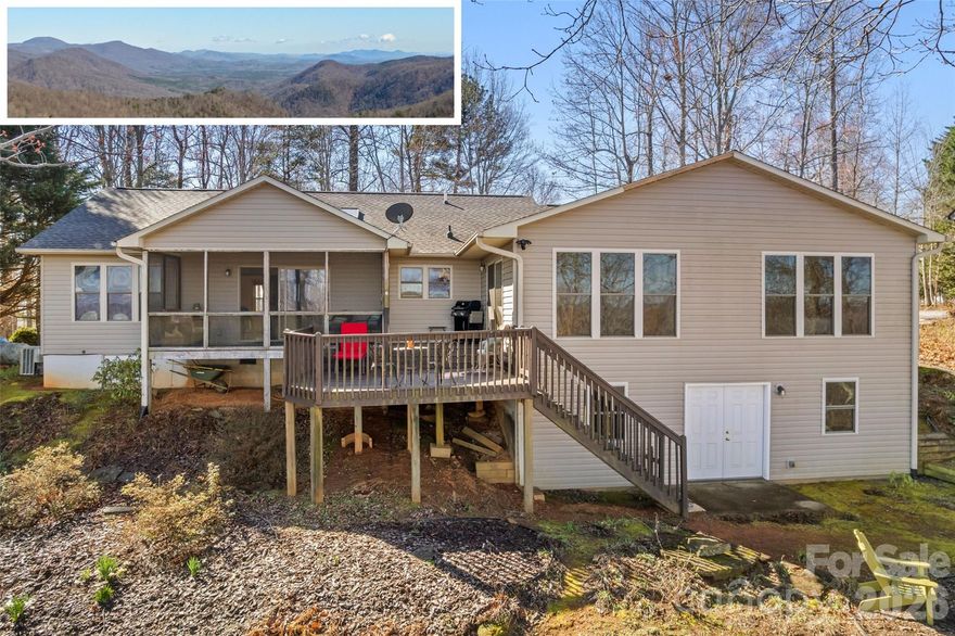 Perched in the heart of the Blue Ridge Mountains, 405 Glen Echo Circle is an opportunity to own a home that feels like a retreat. Imagine waking before dawn, stepping onto the screened porch, settling into the open deck, or simply sinking into the living room as the first light of day crests the ridge and the Blue Ridge Mountains unfold before you in a slow, breathtaking sunrise…just as the previous owner did, every single morning.
The 180-degree mountain views stretch across the protected Green River Gamelands. Walls of windows in nearly every room pour natural light across deep amber red oak hardwood floors, filling the home with a warmth and coziness that’s felt the moment you walk through the door. It’s one-level living at its finest, with 3 bedrooms each with their own bathroom, and long range views everywhere you look. Vaulted ceilings soar overhead, open transom ledges connect the living spaces in a way that feels intentional and airy, and the stone gas log fireplace anchors it all. Every room brings comfort in its own way.
Step outside to find a yard that’s been loved and tended with real care. Established perennials including rhododendron, azaleas, mountain laurel, and daffodils return faithfully each year. A fenced front yard provides the perfect playspace for four-legged friends. Scattered boulders throughout the landscape serve as a gentle reminder that you are, in fact, living on the side of a mountain. The screened porch and double-layer open deck make outdoor living effortless, whether you’re entertaining, gardening, or simply doing nothing at all.
For the buyer ready to make it their own, the kitchen and bathrooms offer exciting renovation potential with great layouts and solid foundations already in place. The finished walk-out basement provides more possibility as a workshop, storage, guest suite, or recreation space. With vaulted ceilings, hardwood floors, a stone fireplace, and mountain views as your starting point, the bones of this home are truly something special. There is so much to work with, and so much to love exactly as it is. With high-speed fiber internet and only 5 minutes to I-26 and 7 minutes to downtown Saluda, you’ll be conveniently connected yet in a world of your own. Retreat to mountain living and schedule your showing today! Showings will start on April 8th.