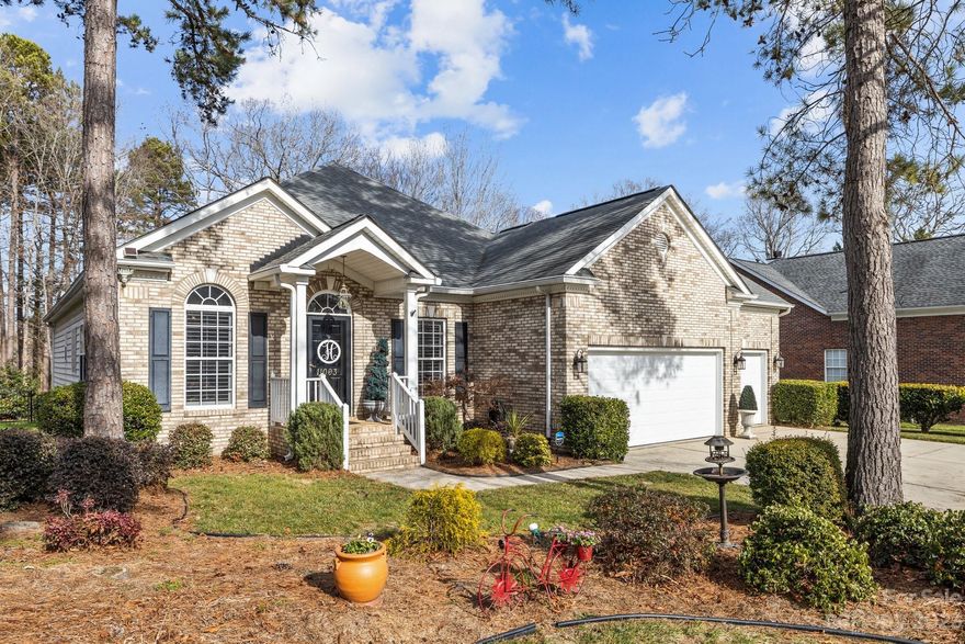 This beautiful brick front ranch home in the highly desirable Golf Community of Olde Sycamore offers an amazingly open floorplan with tons of extra features. The bright open kitchen offers a lot of beautiful white cabinets and plenty of countertop space. The decretive glass panel/lighted upper cabinets offer a luxury appearance you'd be proud to show off. The kitchen with bartop is open to the familyroom with a bright rear wall of windows. Wonderful Primary Bedroom offers spacious living with a bay window with pop up seat and extra storage and walkin closet. Large bathroom with separate shower/tub and long dual vanity. The front room with a closet can be a great office or 4th bedroom. The almost 300 sqft covered porch has stackable windows for year round use. You can enjoy a screened porch or a comfortable sunroom with additional A/C overlooking a private, flat, fenced back yard with majestic views of the pond, 7th, and 8th fairways. And..did I mention the 680 sqft 3 Car Garage.