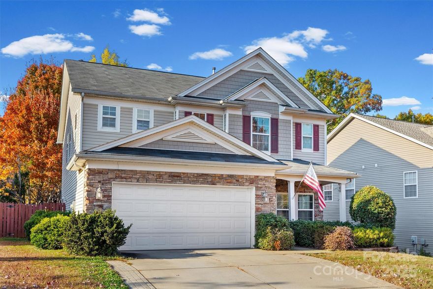 Searching for a spacious new home for the holidays on a cul-de-sac street in the award-winning Fort Mill school district? You've found it! Upon entry from your covered front porch, enjoy immediate sightlines to the back of the home and plenty of natural light throughout the carpet-free main floor. The generously sized kitchen with breakfast bar, ample counter space, & storage galore makes day-to-day life & entertaining a breeze. As you make your way upstairs, you'll find the secondary bedrooms, a full guest bathroom, laundry room, and of course the primary retreat - with French door entry, walk-in closet, & an ensuite bath with dual sinks, jetted soaking tub, & separate shower. After a long day, stay cozy indoors by the fireplace, or head outside to your pergola & patio that overlook your private & fenced backyard. Not too far away you'll find the community playground, clubhouse, firepit area, and outdoor pool. Conveniently located to all that Fort Mill, Pineville, and Charlotte have to offer, this just might be the one! Let's make this your new Home for the Holidays!