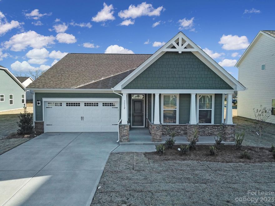 Welcome home to this brand new construction ranch home in the new Medlin Forest community in Monroe. This wonderful new community sits just minutes from the Hospital, restaurants, entertainment, and the HWY 74 Bypass for easy access to Charlotte. This open floor plan home with three bedrooms and two full baths features a spacious kitchen with oversized eat-at island with sink, covered front and back porches, fully fenced backyard, 2 car garage, new cieling fans added to the great room and primary bedroom, and much more.