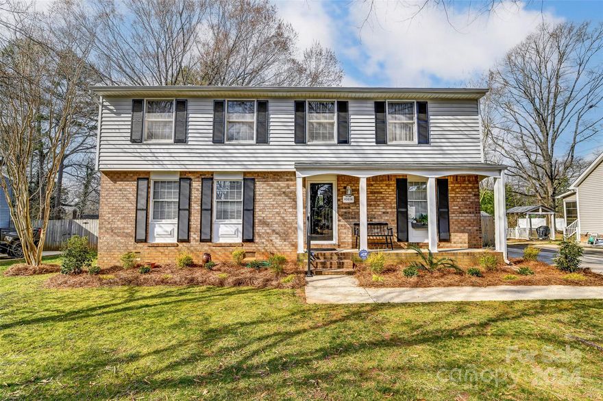 Welcome home to this 4 Bedroom, 2.5 Bath home in the desirable Sardis Oaks neighbor with no HOA! The main level boasts hardwood flooring and new carpet that flows through each room plus fresh Neutral paint throughout. The main floor offers a lot of options with the dining and living areas off of the kitchen plus an addition family room/great room. The Kitchen is complete with matching white appliances, white cabinets, white tile backsplash and breakfast area. Upstairs also offers fresh carpeting and paint throughout. The large primary ensuite provides all the space you need for, including large walk in closet, make-up vanity and tons of natural light. The secondary bedrooms all generously sized and can be used in many ways. This home has great location with easy access to Shopping, restaurants and entertainment. Easy access to I74, I485, I77 and I85.  Prior inground pool in the backyard has been filled in 10+ years ago, no known issues.
