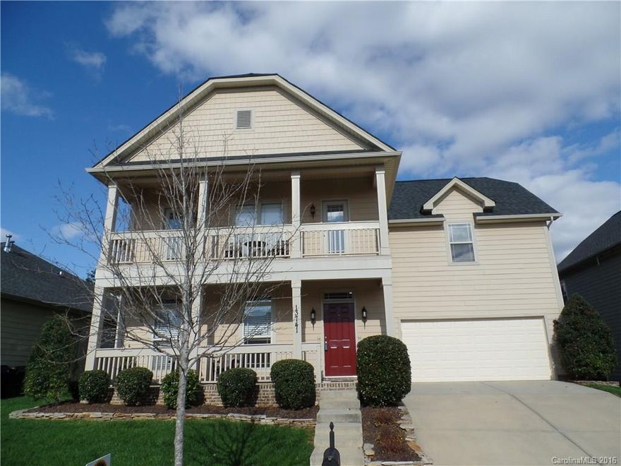 Stunning craftsman style home w/ dual front porches and enclosed rear patio. Features: open floorplan w/ 10 ft ceilings, triple crown molding, granite counter tops in kitchen & baths, recessed lighting,  plantation shutters, upgraded plumbing and light fixtures. Kitchen features 42 inch cabinets and island.  Incredible owner's suite features a sitting area, 6 ft tub, double sinks, and tile shower.  Covered rear patio overlooks private fenced yard.
Huntersville/Bailey/Hough schools.