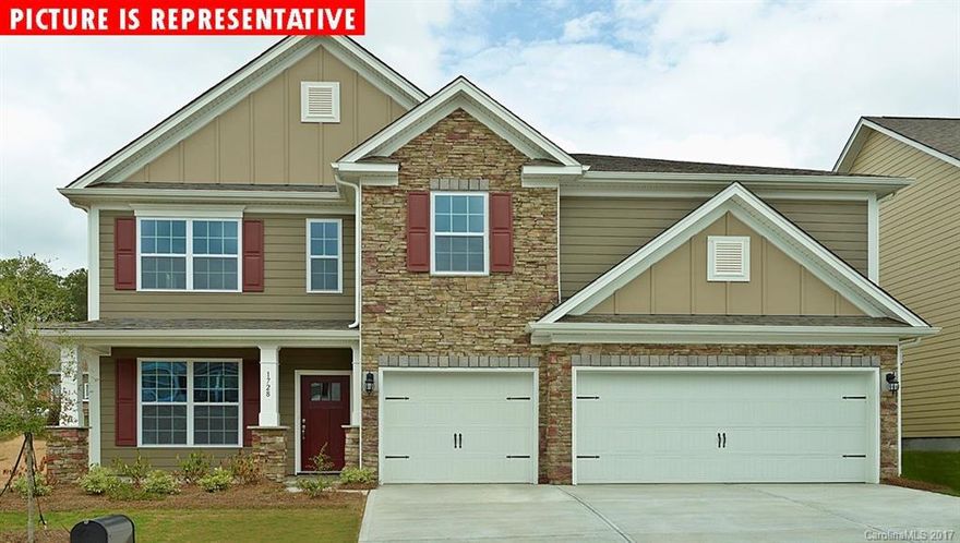 Incredible, PRIVATE Cul-De-Sac Homesite! SPACIOUS 5-bedroom w/rec room, guest room down, 4 bath. STATELY brick-accent & Hardiplank siding, welcoming OPEN floor plan w/large family room w/gas fireplace, Hardwoods, formals. Kitchen island, granite counters throughout. Trey ceiling in MBR w/sitting room, separate closets, garden tub & ceramic tile shower, plus much more! REPESENTATIVE PHOTOS from other communities.