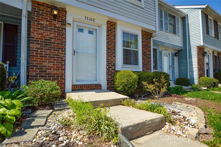 This townhome is a blank slate ready for you to customize.Walkable location to bus line, shopping, McAlpine Creek Park, and restaurants. Easy access to Monroe Road and independence. Two bedrooms on upper level with one being the primary share the full bath.. Or you could use the lower level for the primary suite and the primary full bath. Lower level would also be ideal for a roommate situation. Private fenced in patio access from lower level.   Kitchen is located on main level with a living area .Refrigerator, washer and dryer to convey. Property does not have a dishwasher but there is space for one. HOA covers water , trash pick up and parking lot maintenance. There are 2 assigned parking spots . Come see this today and be home soon !