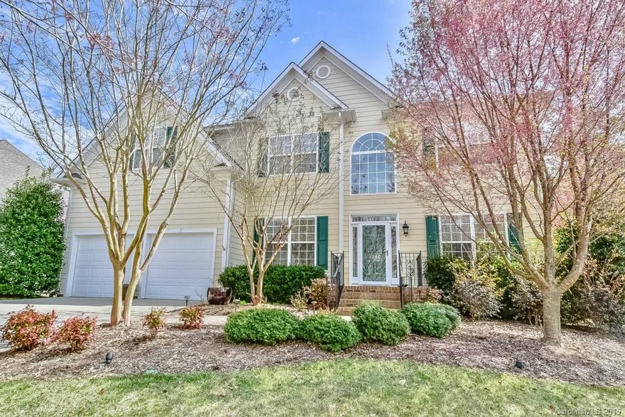 Cul-de-sac location with low maintenance private wooded yard. Flexible floor-plan and open great room/ kitchen design. Basement plumbed for bath finished as a workshop and recreation room.  Lots of special features,  formal rooms, study, gourmet kitchen w/granite counters & stainless appliances, beautiful stack stone fireplace in vaulted great room, large master suite and more! Enjoy relaxing on the deck or stone patio. Walk to the Tega Cay waterfront Beach & Swim Club! www.TegaCaySC.org