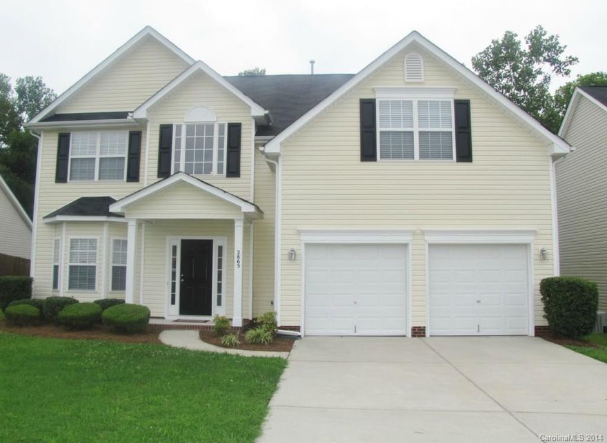 Rent Special!: October rent is free with move-in by 9/26/14! Home popular community features gorgeous moldings, updated kitchen w/granite counters and stone backsplash. Two-story entry w/hardwoods opens to formal dining w/bay window. Kitchen w/breakfast bar island and pantry flows into family room w/fireplace. Sliding doors off of breakfast access patio w/wooded views. French doors open to master w/2 walk-in closets, bath w/dual sinks, garden tub and shower. Minutes to I-85 and Concord Mills!