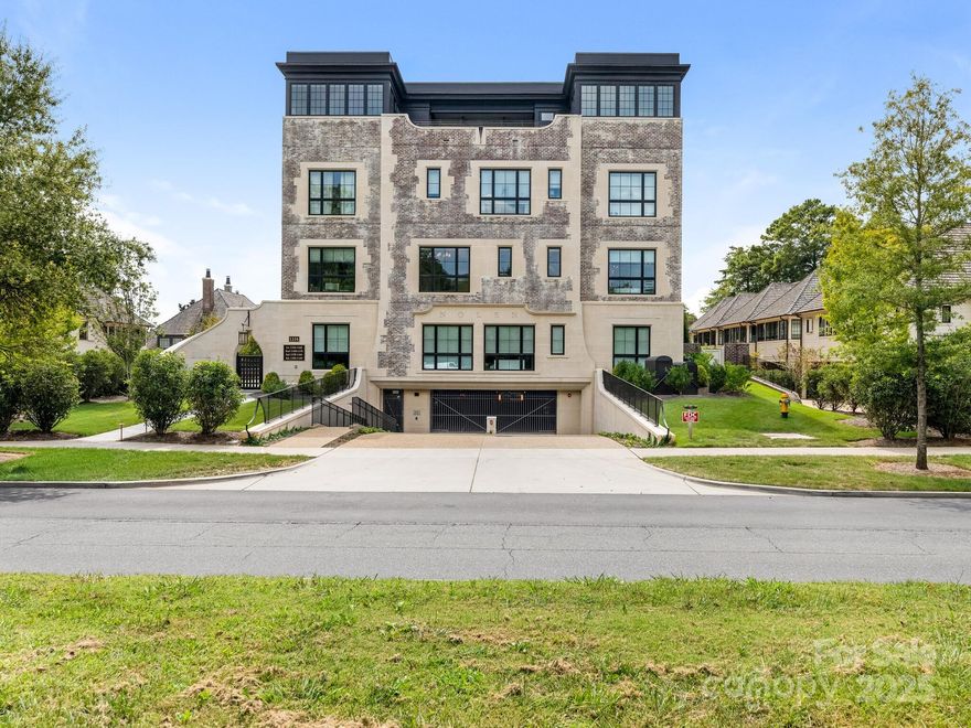 One of the most exclusive luxury condos located in the heart of Myers Park. Brians Speas developed this fabulous project with the help of the well known architect Ken Pursley. The building has 17 units that offer complete privacy and wonderful views of tree lined streets.  This unit is located in the best part of the building - located in the back corner that has complete privacy and away from the other townhomes.  High ceilings, wide planked flooring, open floorpan with complete privacy for each bedroom. The kitchen includes a newly installed designer tile that is the focal point along with a large marble island. This kitchen is a buyers dream - high end appliances, expansive marble countertops, custom cabinetry and lighting. The Living room is open to the Dining area that is perfect for entertaining. French doors open onto 660 square feet of the pea gravel courtyard which includes a water fountain, built in grill, Dining area, beautiful planting that offers complete privacy. This courtyard is one of the best features to this unit because of the location being at the end/corner of the building and has direct access to the backyard thru the units gate . The Primary Suite has a picture window that has the direct view of the yard and magnolias.  Secure gated entry, two deeded parking spots, storage unit and wonderful common areas in the building!