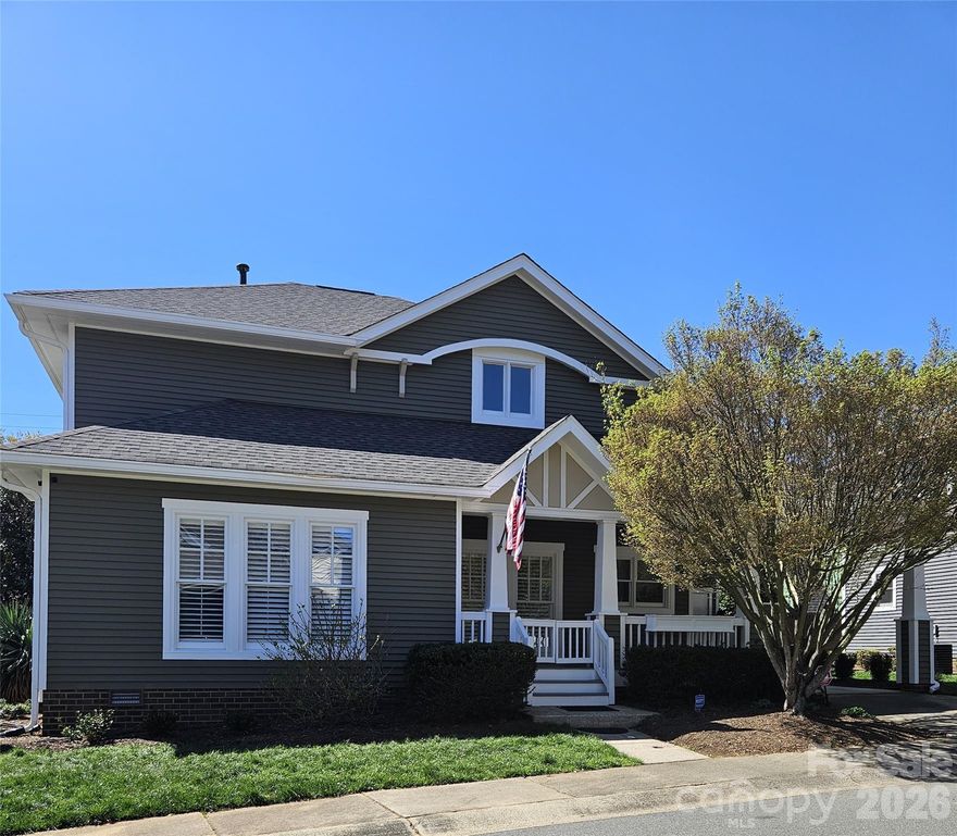 Welcome home to this lovely, renovated Dilworth Bungalow! Great walkability to all of Dilworth, Southend restaurants, shops, parks and light rail to uptown Charlotte. This house is made for entertaining & the manicured yard & rocking chair porch will welcome your friends & neighbors. Inside find soaring 24-foot ceilings in the kitchen and dining areas, gleaming hardwoods on the main and upstairs floor. Plantation Shutters through-out entire home.   A fabulous kitchen with Calacatta Marble Island, Beveled Subway Tile Back Splash, a 5-burner gas range with warming oven & wine fridge.  The flex room off the kitchen could be a cozy breakfast area or office. You'll love the living area with a custom-made cabinets that flanks the room for the wide screen TV to stream your favorite shows. Large primary suite is on the main level with a granite dual vanity, large tiled shower & walk-in closet with custom shelves.  Upstairs 2nd bedroom makes a great office and comes with a built-in Murphy bed when you need it for guest. Nice walk-in attic space off the guest bathroom. Take the entertaining outside with space for both living & dining.   Double French Doors to Large Private Rear Deck, Bench Seating, Lush Landscaping side and rear yard with lovely perennials and beautiful walkways. HOA dues include water, sewer and general yard maintenance including mowing, removing leaves, blowing the deck and porches off and mulching the yard.  A must see!!
