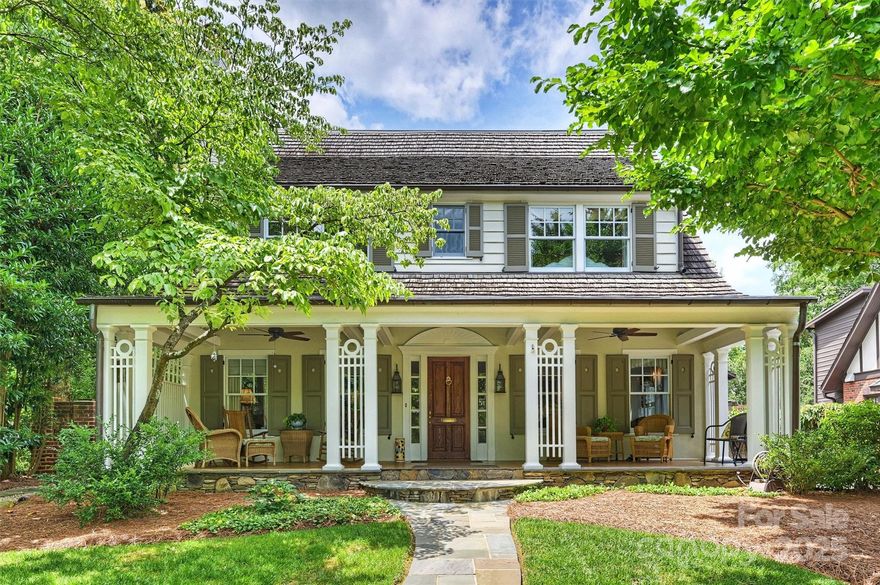 Located in one of Charlotte’s most desirable neighborhoods, this beautifully renovated and expanded home- designed by Don Duffey- offers timeless charm with a modern, livable layout. Walk to East Boulevard's vibrant shops and restaurants, Dilworth, Freedom Park,  and the Greenway- minutes from Uptown. The front porch doubles as an outdoor living room, while the landscaped yard features a stone walkway and accents, a private backyard enclosed by a brick wall, and a bluestone patio with a pergola. The detached garage blends seamlessly with the original architecture. Inside, classic formal living and dining rooms are complemented by a cozy breakfast room with a butler’s pantry and a spacious family room that opens to the kitchen. A private study provides a quiet retreat. Upstairs, the expansive primary suite offers a serene escape with a beautifully updated bath and generous storage, alongside well-sized secondary bedrooms.  Here, character, convenience, and comfort converge.