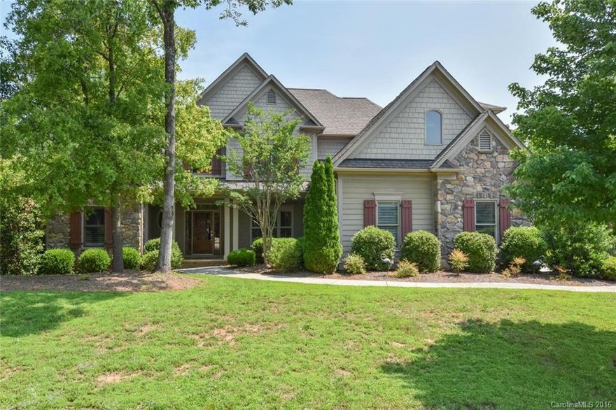 Custom home in sought after Heron Cove. 4 Bdrms/3.5 Baths PLUS bonus rm & finished basement. Mstr suite on main, plantation shutters, incredible molding details, stacked stone fireplace, screen porch, 3-car side load garage, huge deck overlooking natural area. Spacious 3,779 sq ft plus walk-in storage. Lake access for kayaks & canoes plus pool. Currently taxed at 2nd home rate, owner occupied taxes would be approximately $3,100 per yr. 1 yr home warranty. Easy commute to Charlotte & airport.