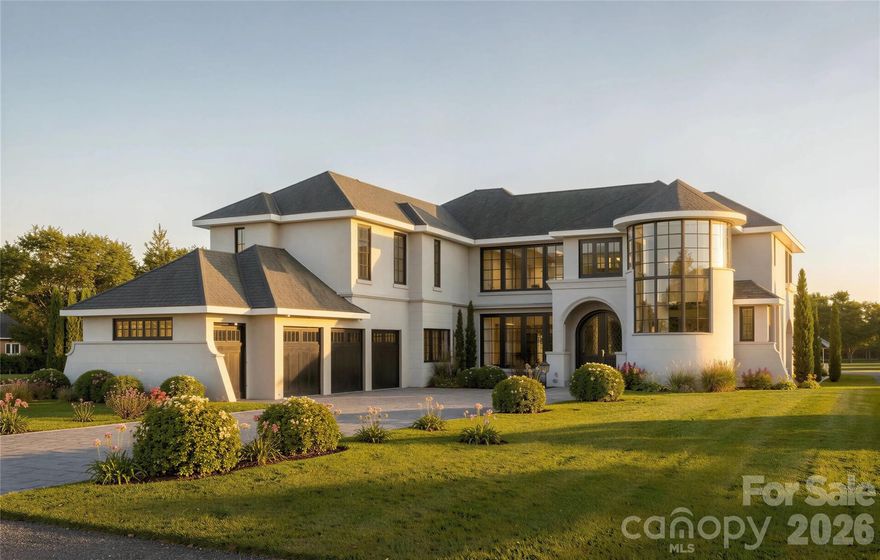 Seize a rare opportunity to own a to-be-built luxury estate by Arcadia Homes on the final remaining golf course homesite in the prestigious, gated community of Longview—one of South Charlotte’s most sought-after addresses for elevated living. Perfectly positioned along the 3rd fairway, this expansive 0.76-acre, level lot offers sweeping golf course views and serves as the backdrop for a thoughtfully designed modern Mediterranean residence.

This custom home is designed to maximize its exceptional setting, featuring soaring windows across both levels that flood the interior with natural light and frame panoramic views. The open-concept layout blends refined elegance with everyday functionality, highlighted by a dramatic two-story family room, chef’s kitchen with oversized island and scullery, formal and casual dining spaces, and a private study.

Indoor and outdoor living are seamlessly connected through multiple covered terraces, balconies, and an expansive outdoor living area, ideal for entertaining or quiet relaxation. A main-level guest suite offers flexibility, while the upper level is anchored by a luxurious owner’s retreat with a private balcony, spa-inspired bath, and dual custom closets. Additional ensuite bedrooms, a loft overlooking the main living area, and a flexible bonus/media space complete the design.

Additional features include a three-car garage with golf cart storage, private elevator, mudroom, and well-appointed utility spaces, all thoughtfully integrated into the home’s layout.

Longview is renowned for its Jack Nicklaus Signature 18-hole golf course, premier practice facilities, and world-class amenities, including a clubhouse with fine dining, fitness center, tennis courts, resort-style pools, and a dedicated youth lodge.

In a market where opportunities like this are nearly nonexistent, this offering combines a premier homesite with a custom luxury residence—delivering the ultimate in privacy, prestige, and lifestyle.  Photos and Floor plans shown are just renderings and are subject to Builder/HOA architectural guidelines. Buyers can also start from scratch!