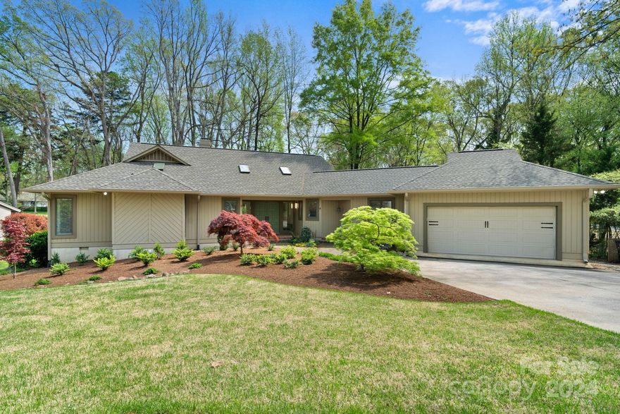 Welcome to this stunning mid-century modern ranch, showcasing beautifully refinished oak flooring in the resort-style River Hills neighborhood. Meticulously maintained, this home boasts an abundance of natural light, offering scenic views of the adjacent golf course & professionally landscaped grounds. The private deck outside the owner's suite provides a serene retreat. The large, open living room features new windows, vaulted ceiling & a gas log fireplace. A separate office offers a dedicated workspace, ideal for remote work or study. The Jack & Jill bathroom, situated between the 2 guest bedrooms, provides convenience & privacy for guests or family. Completing this home is a 2-car garage, newer roof, newer HVAC, updated crawlspace, & new paint throughout. Experience miles of walking trails, marina, country club boasting an 18-hole golf course & 2 pools, playgrounds & waterfront park with a sandy beach! Embrace a lifestyle of luxury, complemented by a 24-hour guard gate.