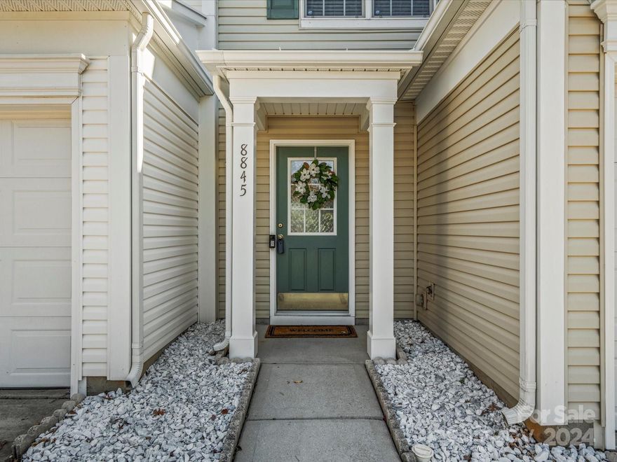 Highly Sought after Ballantyne and Blakeney area! This well maintained 3-bedroom, 2-story townhome is a rare find as an END unit and featuring a TWO-car GARAGE. Move-in ready, the home has fresh paint October 2024 throughout (Walls, trim, molding, doors & ceiling),  Granite counters in kitchen, updated lighting throughout Oct. 2024, stain in place hardwood floors, and brand new carpet (Oct 2024) with premium padding in all bedrooms. Upgraded wood stair landings and hallway! Larger lot than others due to being an end unit- a portion of the land to the right is part of this property.  
Community offers an abundance of amenities including outdoor pool, playground, sidewalks, streetlights and tennis courts.  Conveniently located within walking distance to shopping, dining, and local attractions, plus access to highly rated schools.  This townhome is the perfect place to call home! Property must be owner occupied for a minimum of two years before allowing a tenant or renter.