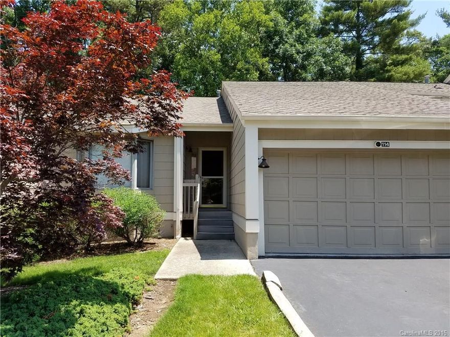 You can't beat this convenient North Asheville location! Friendly Belvedere townhome community includes pool & clubhouse. Enjoy easy one-level living in this well maintained residence which boasts an open floor plan, master on main, hardwoods, an eat-in kitchen, & a gas fireplace in the great room with sky lights. As an added bonus, there are two more bedrooms & a full bath on the lower level. Enjoy your morning coffee & bird watch on the private back deck or lower level patio.