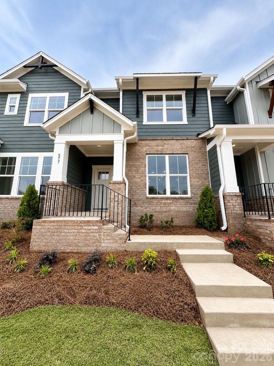 June Move-In! This quick-move-in home by David Weekley Homes, is under construction in Rock Hill’s newest community, Hardy Pond. This thoughtfully designed interior-unit townhome features a desirable 2-car rear-load, alley-fed garage, adding both charm and functionality.

The exterior showcases extensive brick and Hardie® board siding, creating timeless curb appeal that sets these townhomes apart.

Inside, you’ll find luxury vinyl plank flooring throughout the first floor and on the stairs, offering both durability and style. The beautifully appointed kitchen includes upgraded cabinetry, quartz countertops, a tile backsplash, stainless steel gas range/cooktop, and MDF shelving in the pantry — just a few of the elevated finishes that make this home stand out from the rest.

Built with David Weekley Homes’ renowned dedication to quality craftsmanship and attention to detail, this quick move-in opportunity blends comfort, design, and convenience.

Hardy Pond offers a prime location within walking distance to restaurants, grocery stores, and everyday conveniences — making it easy to enjoy everything Rock Hill has to offer.
