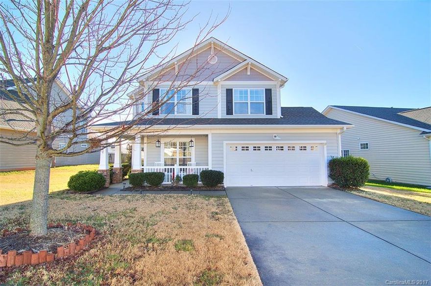 Immaculate, open floor plan with rocking chair front porch in Whitley Mills! Kitchen with updated stainless steel appliances, corian counters & tile backsplash. Fireplace with gas logs in Great Room. Oversized master bedroom with luxury bath - dual sinks, separate tiled shower/tub. Spacious secondary bedrooms. Loft/computer niche & laundry on 2nd floor. Indoor/outdoor surround sound. Retractable awning over patio. Private, landscaped backyard. Community pool & clubhouse. Fort Mill Schools.