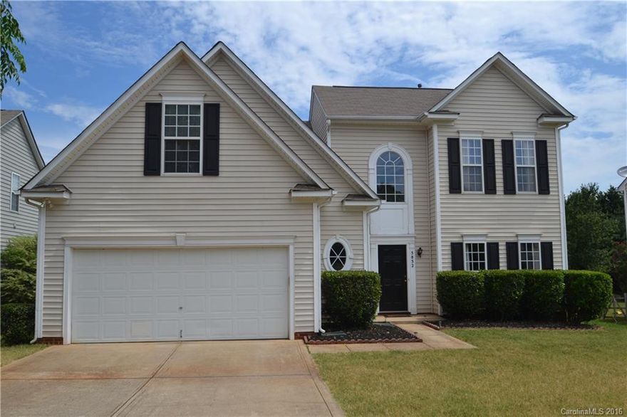 Lovely 2 Story Home sits beautifully in a cul-de-sac.  Maintenance Free Vinyl Siding, 2 Car Garage, Neutral Paint, Grand Entry, Office/Dining, 2 Story Great Room Centered with a Gas Fireplace, Tons of Moldings, Master Down with Private Master Bath, Dual Sinks and Garden Tub and Separate Shower.  Loft area perfect for Kids Desk or Play Space.  Large Secondary Bedrooms.  Huge Bonus Perfect for Man cave or 4th Bedroom, Large Backyard, Wood Deck.  Just Beautiful! 5 Min. to I-77 or I-485 and Schools