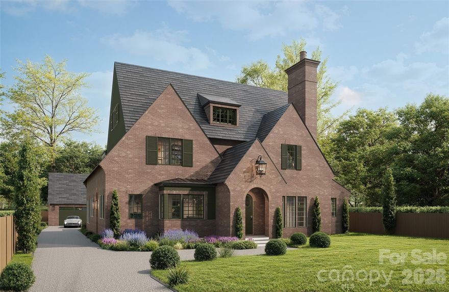 Just steps from Charlotte’s iconic "Booty Loop" in the heart of Myers Park, 2052 Hopedale Avenue is a rare architectural statement where timeless design meets exceptional craftsmanship. Designed by acclaimed Charlotte architect Aaron Cote and inspired by the work of early-20th-century Houston master Birdsall Briscoe, the home was expertly constructed by Bird Dog Group/Pine Creek Construction with interiors by Four Story Design.

The classic brick façade, steep gables, and arched entry create an instantly timeless presence, while inside, more than 5,800 square feet unfold with remarkable attention to detail and light-filled spaces designed for modern living. The main level centers on a stunning kitchen and gathering space framed by oversized windows, custom cabinetry, and a beautifully crafted island, complemented by a scullery, an elegant bar, home office, and a thoughtfully designed English mudroom. A luxurious primary suite on the main level provides a private retreat. Upstairs, four spacious en-suite bedrooms surround a sun-filled bonus room, while the third floor offers exceptional flexibility as either a sixth bedroom or a wellness retreat complete with full bath and extensive storage.

Built with an uncommon focus on performance and durability, the home incorporates advanced air sealing, high-performance insulation, and balanced mechanical ventilation—delivering superior comfort, efficiency, and indoor air quality rarely found in traditional construction. With the option to add a pool and whole home generator, 2052 Hopedale Avenue represents a rare opportunity to own a thoughtfully designed new home in the heart of Myers Park.