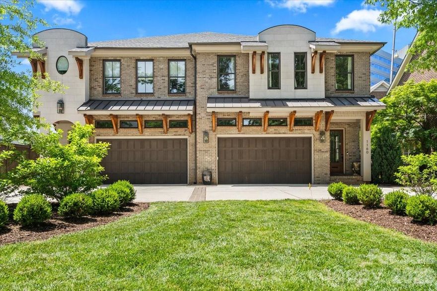 Experience refined living in this exquisite duet by Sixteen Penny, set along coveted Kings Drive in the heart of Myers Park — backing to an expansive shared green space with direct Greenway access and just minutes from SouthPark and Uptown, and walkability to Midtown, Dilworth, and Freedom Park. Rich hardwood floors and elevated custom finishes carry through a light-filled, open floor plan anchored by a designer shiplap foyer, with living and dining spaces that flow seamlessly into a chef’s kitchen centered on a marble island, premium Thermador appliances, and marble countertops built for the way people actually cook and entertain. Upstairs, the primary suite delivers a private balcony, spa bath with freestanding soaking tub, glass-enclosed shower, dual vanities, and a custom walk-in closet — joined by two additional en-suite bedrooms, a loft with custom built-ins and dedicated workspace, and a well-appointed laundry room with sink. Out back, a covered patio with fireplace and enclosed yard creates a year-round outdoor living space ideal for entertaining, unwinding, or a dog that needs room to roam. Attached two-car garage, premium finishes throughout, and a location that simply doesn’t come available often — this is Myers Park living at its best.
