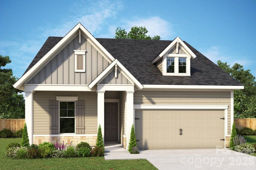 Welcome to your new ranch in Waxhaw, NC.   This award-winning home design highlights everyday conveniences and beauty.   The desiger kitchen at the heart of your home is designed to be a stylish place to cook signature dishes with ease! Large dining offers extensive additional cabinetry.  Frost perimeter cabinets are paired with the large Frost island.  Solid surface flooring throughout makes for easy maintenance and durability.  Your owner’s retreat, tucked privately at the rear of this ranch,  is a special place to begin and end each day.   A zero- entry shower (with tile to the ceiling) is a showstopper in the owner’s bathroom.    Enjoy sunrise from your covered porch. Corner home site. Become a part of the Streamside lifestyle today!