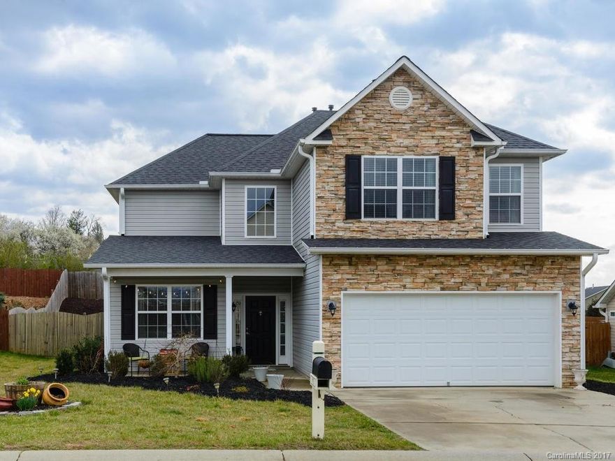 Located in River Stone, one of the areas best selling communities, convenient to South Asheville, Fletcher and Mills River. Private fenced back yard with fire pit and screened patio. Great main level floor plan with open flow for entertaining. Flex room currently used as a wine bar.  Upper level has four bedrooms and two full baths.  The master bedroom and bath is graciously sized. One bedroom is currently used as a theater room. Community equipped with pool, play ground and picnic area.