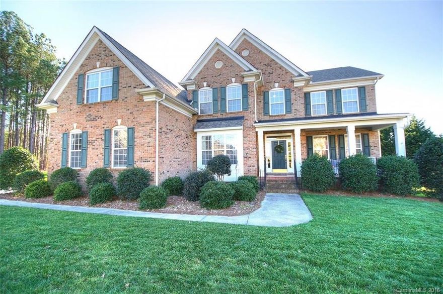 CUTHBERTSON SCHOOLS!!  FULL BRICK with spacious 3 car garage & new roof!! X-large private front porch overlooking Cul-De-Sac. Fully fenced back yard with landscaping,deck, and stamped colored concrete walkway.  HARDWOODS on main, formals & office/bed on main, dual staircases with wrought iron railings, den w/valuted ceilings & gas fp, gourmet kit w/island breakfast bar and grand sunroom!! Master w/sitting room! Loft, Bonus/5th bed with private bath!! Excellent Value at this price!!