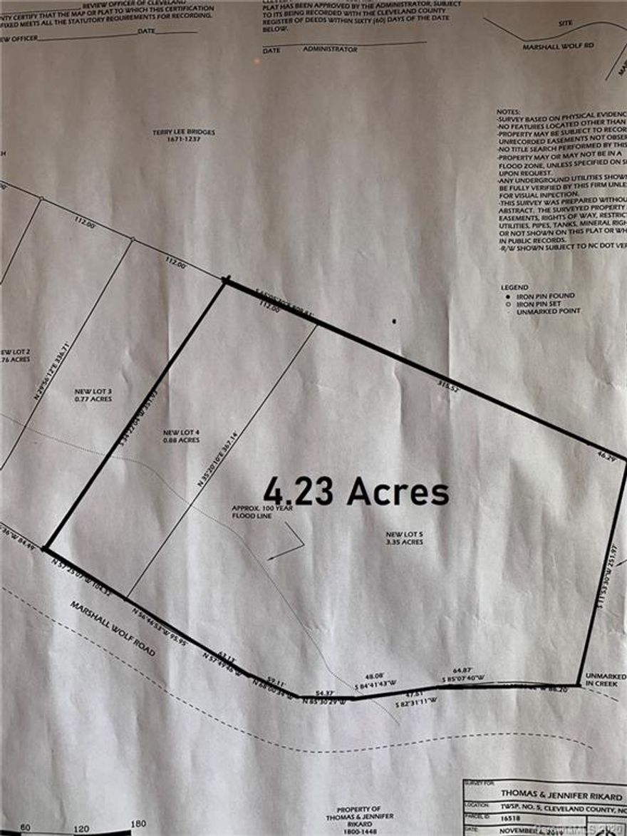 Lots 4-5 sold together. Beautiful 4.23 acre property with road frontage and Buffalo Creek running along rear of property.  Has been surveyed and perked for a 3 Bedroom home. 30 Minutes to CLT airport and 45 minutes to Uptown Charlotte.