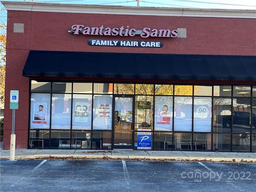 Excellent existing Hair Salon space, 1200/sf with signage on building & Smokey Park Hwy (Ste 6).  This is the former Fantastic Sam's location.  Just off of Smokey Park Hwy located in a shopping center. Ample parking.  Vacant and ready for a tenant.  

Center is anchored by Biltmore Church.