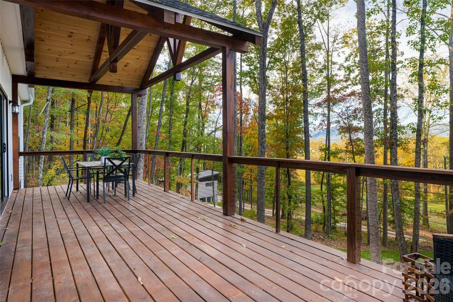 Step inside this welcoming and spacious new construction home offering open-concept main-level living, punctuated by long-range mountain views. The expansive timber frame covered deck is ideal for morning coffee or evening gatherings while watching the western mountain sunset. The bright and airy layout of the top floor features gorgeous hardwood floors throughout and a spacious modern kitchen that flows seamlessly into the shared dining and living areas - perfect for everyday living and entertaining. The primary bedroom suite is a true retreat, complete with a spacious tile shower, plus a large walk-in closet with built-in storage. Two additional bedrooms and a full bath also complement the upstairs package. Downstairs, a huge fully finished basement provides endless possibilities - a second living area, home gym, home office, media room, or guest suite combination. Multiple flex rooms offer versatility to fit your unique lifestyle. No restriction against rentals. Would make a great investment or second home to take in the mountain life. This home's location enjoys the best of all worlds - less than 10 minutes from Old Fort's growing quaint downtown (coffee shop, art galleries, restaurants, breweries, groceries, etc.); 15 minutes to Black Mountain, and just 30 minutes Asheville. The perfect balance of modern mountain living.