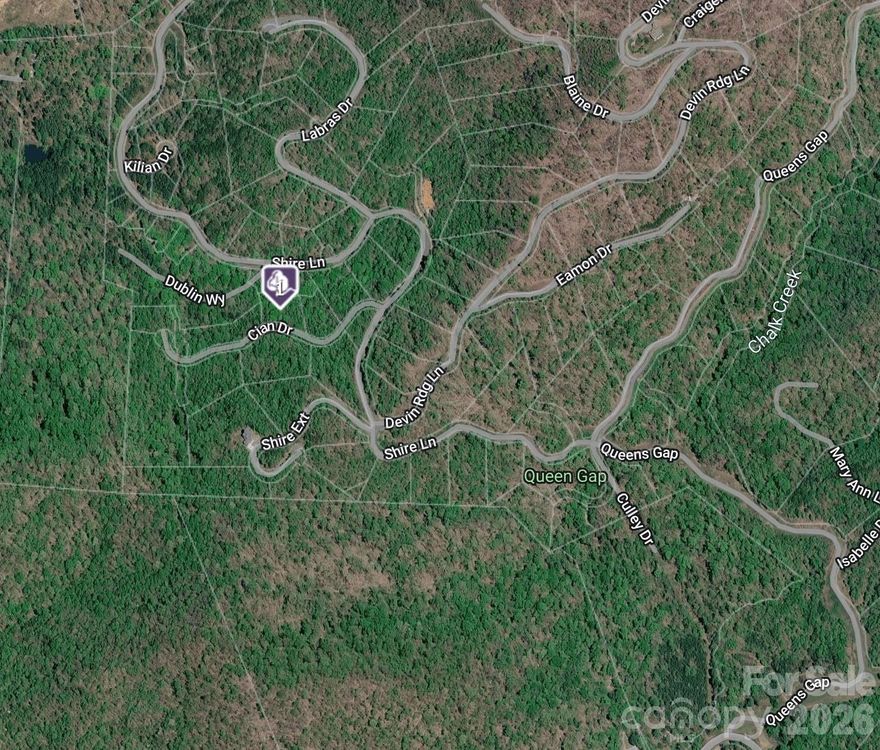 Build your dream home in this gated mountain community with spectacular views! The lot is within the Great Sky neighborhood (Formerly Queens Gap) and offers paved roads, city water and underground utilities to most lots. Plenty of acreage to build while maintaining privacy and views.  Located between Charlotte and Asheville and near Lake Lure. Roads in the subdivision are private. However, Cian Drive has not yet been built. Adjacent lots (Lot 18 and Lot 19) are available that would connect to Shire Lane, a road that has been built. Lot 18 connects to Shire Lane. All three adjacent lots can be purchased together for a total of 2.8 acres.