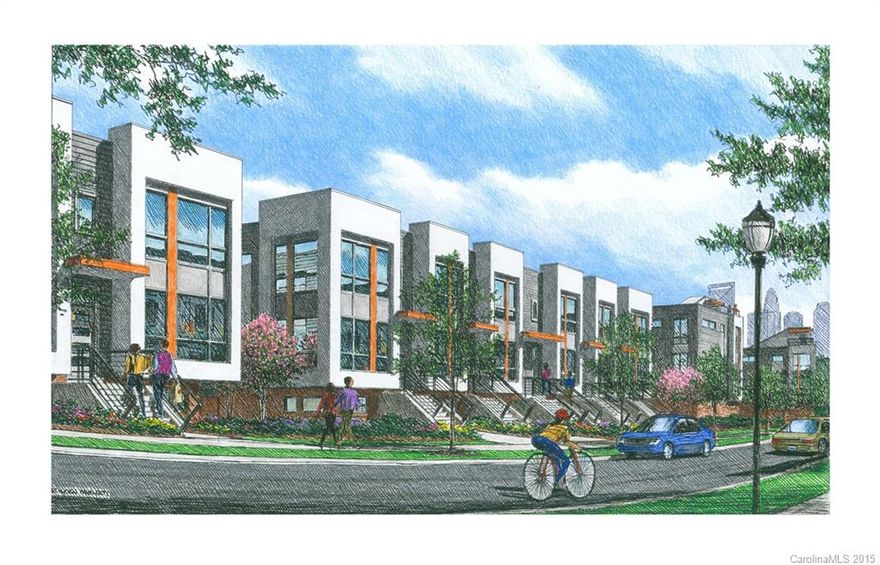 Contemporary New Construction townhomes in historic South End. Walk to the Light Rail, Shops, Restaurants, Triple C Brewery and proposed Sedgefield redevelopment. Expansive balcony, oversized windows, attached 2 car garage. Finishes include hardwoods, quartz countertops, tile backsplash, stainless appliances, tile baths plus modern chrome fixtures. END UNIT. **Complex features 2 & 3 bedroom units. Roof Terraces available. Prices range from the 290's to 400's. Estimated completion Fall 2016**