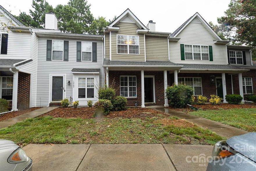 Meticulously maintained townhome in move-in ready condition. Just bring your suitcase! All appliances included! Both primary bedrooms located upstairs with each featuring vaulted ceilings, private bathrooms w/ tub/shower combo & plenty of closet space. Upstairs laundry room. 2019 HVAC. NEW carpet. Kitchen has granite countertops, updated stainless appliances and newer garbage disposal. Plenty of cabinets in this kitchen that overlooks the front porch. Interior painted neutral colors. Ceiling fans throughout. Covered front porch. Sliding glass patio doors lead to patio pad at rear of townhome which overlooks the common area. Open floor plan. Half bath on main. Spacious storage closet on patio. Neighborhood has sidewalks, outdoor pool, dog park and playground. Great location close to grocery stores, dining and tons of shopping options. Rivergate, Ayrsley and Charlotte Premium Outlets are close by. Priced to sell so stop by and take a look!