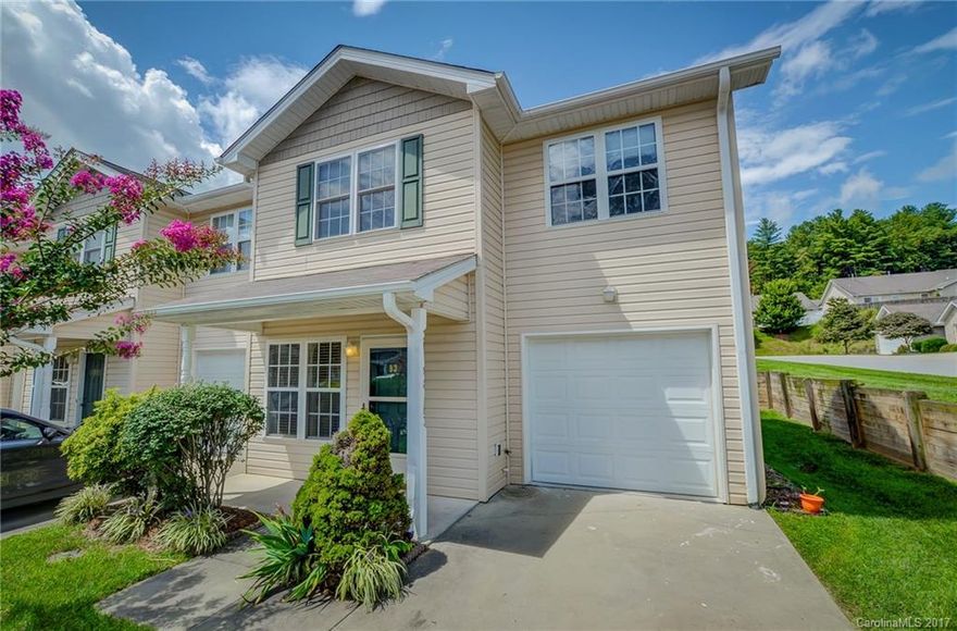 Move in ready! Nice end unit condo in Stafford Hills with 3 bedrooms & 2.5 baths. Covered front porch & back patio with green space. The main level includes gas log fireplace, living, dining, kitchen, laundry, 1/2 bath & one car garage. Upstairs is master suite with double closets plus two additional bedrooms & a full bath. Located beside the overflow parking. Near Asheville Airport, many restaurants, & shopping all within minutes. Convenient to Asheville, Hendersonville & surrounding areas.