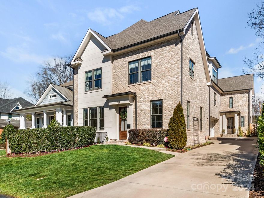 Unique all-brick Alenky Signature Home Duet with double garage in highly desirable Dilworth! Private location- yet minutes from restaurants and shopping. 10-foot ceilings down and 9 up. White oak hardwood floors, new carpet, fresh paint, upgraded lighting, custom shades throughout. Entire home filled with light. Main living area with fireplace, wet bar & beverage fridge and dining area. Gourmet kitchen features Thermador SS appliances, quartz island, and custom cabinetry. Enjoy dining al-fresco on private, fenced patio. Spacious primary bedroom on second floor boasts coffered ceilings, shiplap accent wall, and large walk-in closet. Spa-inspired bath with spacious, tucked-away shower, soaking tub & double vanities. 2nd and 3rd bedrooms with walk-in closets. Laundry room & large walk-in linen closet. Top floor features flexible living space, 4th bedroom, 2 walk-in closets, and a full bath. Incredible attic space and custom shelves in the garage.