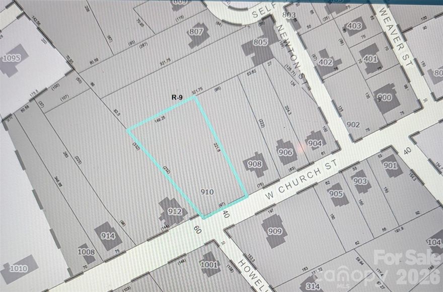 This is a building lot in the City of Cherryville,  W Church Street is N C State Hwy 150. This lot had a home that was removed.  The original home burned and was removed.  Water/sewer taps should be in place due to the previous home.  This needs to be verified with the City of Cherryville.  The zoning is R-9 residential.
