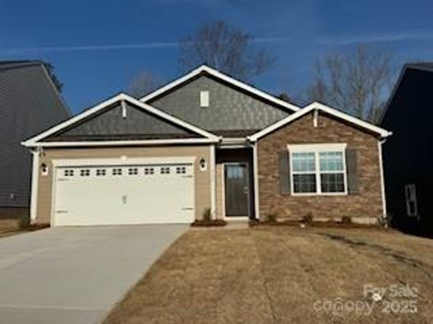 Beautiful Cali 1 story ranch plan.  Featuring 4 bedrooms, 2 baths, rear covered porch & 2 car garage.  Upon entering, you are greeted by an inviting foyer that leads directly to the heart of the home.  This impressive space features a large living room, dining area & well appointed kitchen.  Thek kitchen is equipped with a walk-in pantry, stainless steel applicances, a large island with breakfast bar, making it perfect for cooking & casual dining.  The home features a luxurious primary suite, complete with large walk-in closet and en suite bath fwith dual vanities & spacious shower & soaking tub.  The additional three bedrooms are located at the opposite end of the home, providing privacy for both you and your guests.  This community offers beautiful large outdoor pool, cabana, pickelball court, playgound and walking trails.  Convenient to Rock Hill, York & Clover.