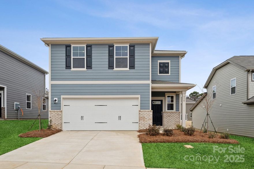 This stunning home offers 2097 heated square feet of spacious living, with 4 bedrooms and 2.5 baths. The open floorplan is perfect for entertaining guests, and the cozy electric fireplace adds a touch of warmth and comfort. The kitchen is a chef's dream, with beautiful quartz countertops and a large island for meal prep and casual dining. Upstairs, you'll find a versatile loft space, perfect for a home office, entertaining or play area. The primary bedroom features a large walk-in closet and a luxurious en-suite bathroom. With a 2-bay garage, you'll have plenty of space for your vehicles and storage. This home is located in a fantastic neighborhood with amenities like a community pool, cabana, pavilion & playground for you to enjoy. Blue Sky Meadows is conveniently located minutes away from stores, restaurants, shopping centers and more, ensuring easy access to daily needs.