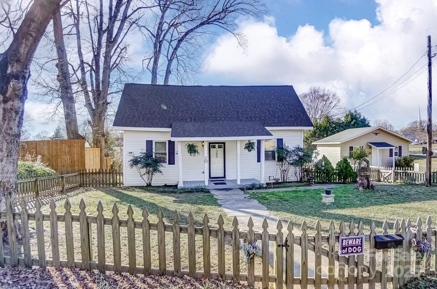 Perfect Starter Home or Investor Special! Half Acre Lot Two Bedroom One Bath in York Chester Historic District. Smaller 2nd bedroom is perfect for an office. Adorable Picket Fence in front, plus additional fencing in the back yard. Gas Heat, New HVAC, New Roof, LVP flooring installed in 2023, Dishwasher and Hot Water Heater installed in 2022. Washer, Dryer and Refrigerator Included. Great front porch and back deck. Fully wired, and insulated workshop on property. The driveway has filled in with grass, but can easily be re-graveled or paved. This Home qualifies for the Home Ownership Plus Loan Program at First National Bank. Zero Down Payment, Zero PMI, and Zero Closing Cost for qualified buyers with a 620 or more credit rating. More information is in the attachments