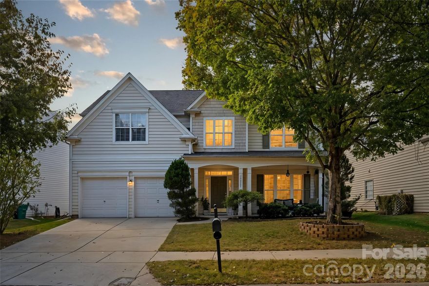 This beautifully kept 2-story, 4-bedroom plus bonus room, 2.5-bath home with a BRAND NEW ROOF is nestled in the highly desirable Victoria Bay community in the heart of charming old town Cornelius! The inviting front porch offers plenty of room for cozy seating—perfect for relaxing and meeting neighbors. Inside, the foyer with ceramic wood tile leads to the elegant formal dining room, featuring an eye-catching octagonal tray ceiling, and flows into a stunning 2-story great room with a large gas-log fireplace. The bright and open kitchen is a dream for any chef, offering granite countertops, maple cabinets, stainless steel appliances, and tile flooring. The spacious PRIMARY suite is conveniently located on the MAIN level and features another lovely tray ceiling. The primary bath boasts dual sinks, a garden tub, a separate shower, and a large walk-in closet. Upstairs, you’ll find three generously sized bedrooms with newer carpet, a full bath, a versatile 17’x11’ bonus room, and a flexible loft space—ideal for an office or play area. Outside, enjoy the 22’x11’ back patio, fully fenced yard, and mature landscaping—perfect for entertaining or relaxing. Victoria Bay offers great community amenities, including tennis and basketball courts, an outdoor pool, a playground, sidewalks, and a picturesque lakefront nature trail. Ideally located with a walking path across the street to Lake Cornelius, it’s just 2 minutes to I-77 and downtown Cornelius. You can also walk to the Cain Center for the Arts, the library, shopping, and restaurants.