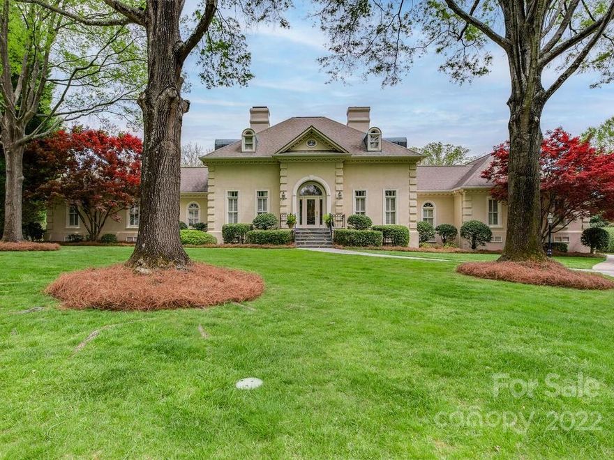 Meticulously maintained home in the heart of SouthPark's highly desirable Royden neighborhood. Situated on almost 3/4 of an acre and a beautifully landscaped cul-de-sac with mature trees and plantings. Oversized entrance foyer with marble floors and sweeping staircase. Large formal living room with fireplace and custom built-in cabinetry. Formal dining room will be perfect for all family and holiday gatherings. The large family room with beautiful judges paneling and 20 foot ceilings showcase the oversized fireplace and French doors to the exterior. Renovated eat-in spacious kitchen with custom cabinets, two sinks, double wall ovens and six burner gas cooktop make the space a chef's dream. Subzero beverage center with wine storage and refrigerated drawers with its own ice machine. Large primary bedroom on the first floor with fireplace, primary bath with two vanities, garden tub, shower and spacious dual closets with access to the screen porch making this bedroom a total retreat.