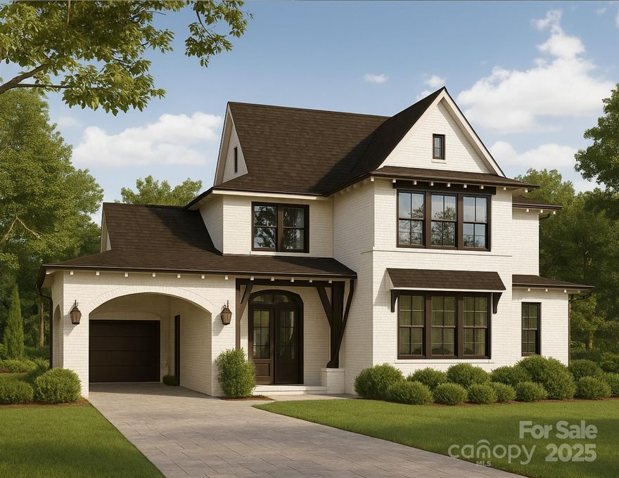 HIGHCLERE COTTAGE
Graceful and dignified, Highclere Cottage draws inspiration from the stately manors that grace the English countryside. Its light brick exterior, arched portico, and dark bronze accents create a commanding yet inviting presence -  a home that feels timeless from the first glance.

Within its 3,072 square feet, the cottage balances grandeur and intimacy across two stories. The layout features four bedrooms and three and a half baths, including a main-level primary suite designed for quiet retreat. A left-side portico leads to a two-bay carriage garage, complementing the home’s architectural symmetry. Inside, lofty ceilings, rich millwork, and generous windows flood the interiors with light, while the central lodge room and kitchen form the true heart of the home.

Highclere Cottage is not simply a residence -  it is a contemporary interpretation of English refinement, where craftsmanship, comfort, and elegance live in perfect accord.

 “Subject to final plat approval by the Town of Black Mountain. Seller reserves the right to create, retain, or grant easements affecting the subject property. CCR to be recorded prior to closing.” 

AN EXCLUSIVE FRUSTERIO DESIGN - CREATED IN PARTNERSHIP WITH STAG BROOK COTTAGES TO CELEBRATE CRAFTSMANSHIP, SOPHISTICATION, AND LEGACY IN EVERY DETAIL.

STAG BROOK COTTAGES is a curated collection of manor-sized English-inspired cottages where timeless architecture meets modern craftsmanship, located right outside of Asheville, in Black Mountain, NC. Nestled in a tranquil setting surrounded by nature, each cottage is thoughtfully designed to reflect the charm of old-world England while embracing today’s comforts and conveniences. From distinctive façades and handcrafted details to an inviting sense of community, Stag Brook Cottages offers a place not merely to live - but to belong.

- Artist’s rendering. Final design, finishes, and details may vary. 
- All information to be verified by buyer.
- Optional elevator upgrade available on select cottages.